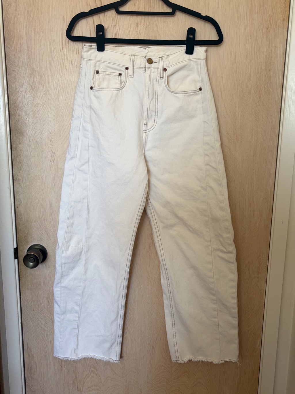 B Sides High-Rise Wide-Leg Jeans In Off-White/Cream 27